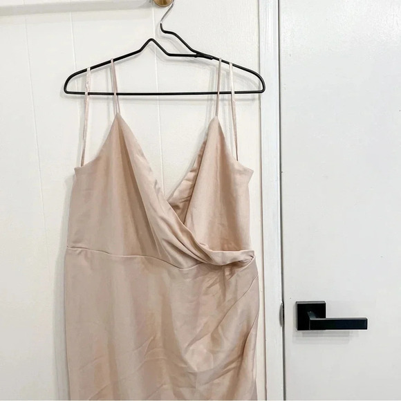 BHLDN Anthropologie Freya satin charmeuse dress beige oyster size 20 NWT - Picture 3 of 14